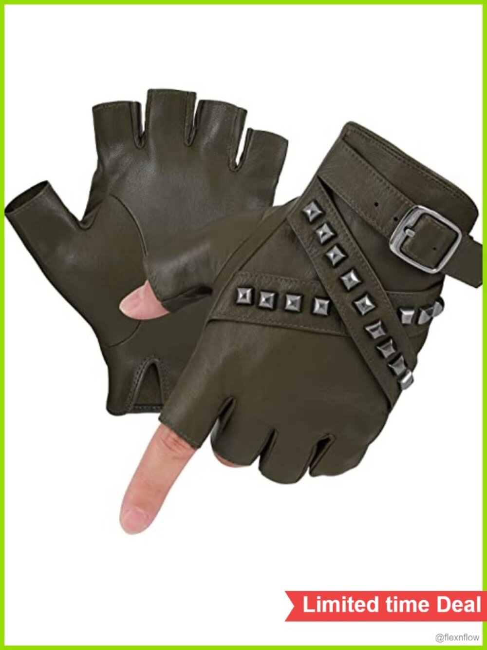 Fingerless Sheepskin Leather Gloves Half Finger Punk Driving Motorcycle